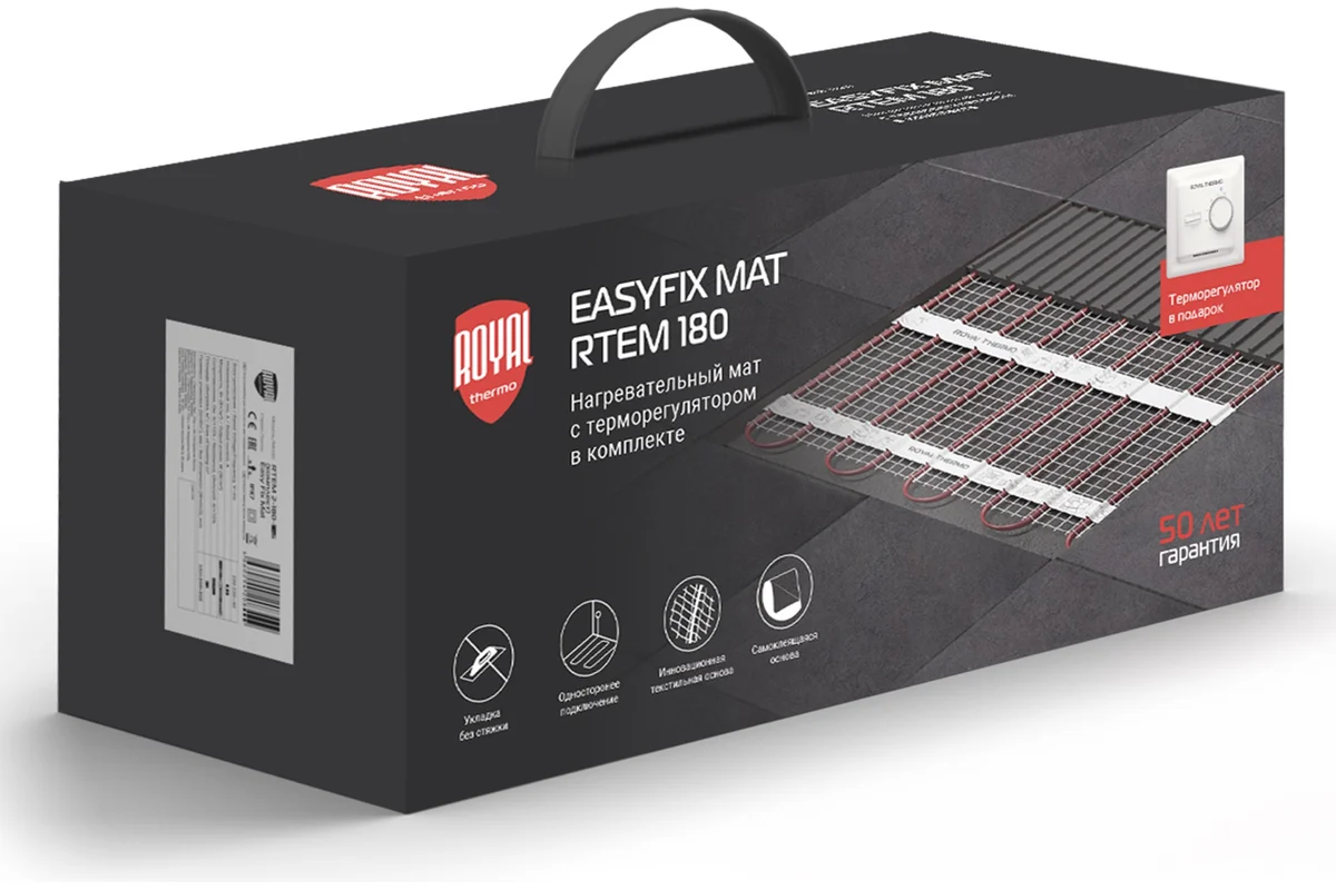 Комплект теплого пола Royal Thermo EasyFix Mat RTEM 2-180-0,5 с терморегулятором Basic купить по цене 5790 руб.