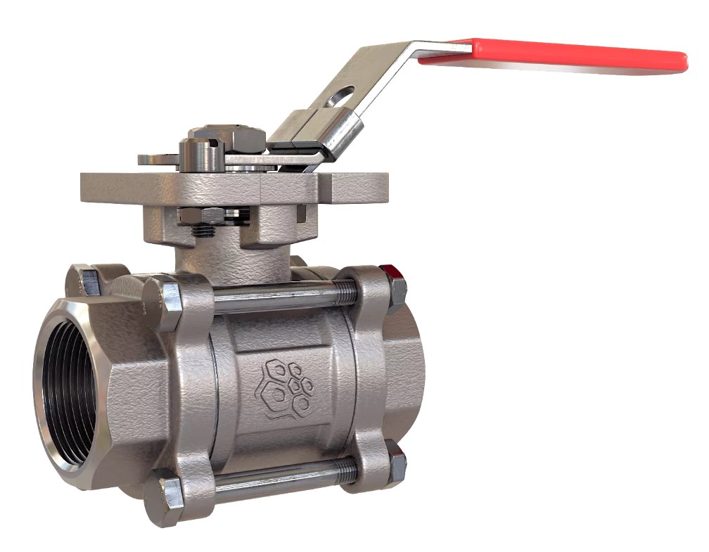 Кран шаровой полнопроходной РАШВОРК 7025 DN032 PN63, CF8M / AISI316 / PTFE, ВР/ВР, ISO 5211, рукоятка-рычаг, кв.11мм