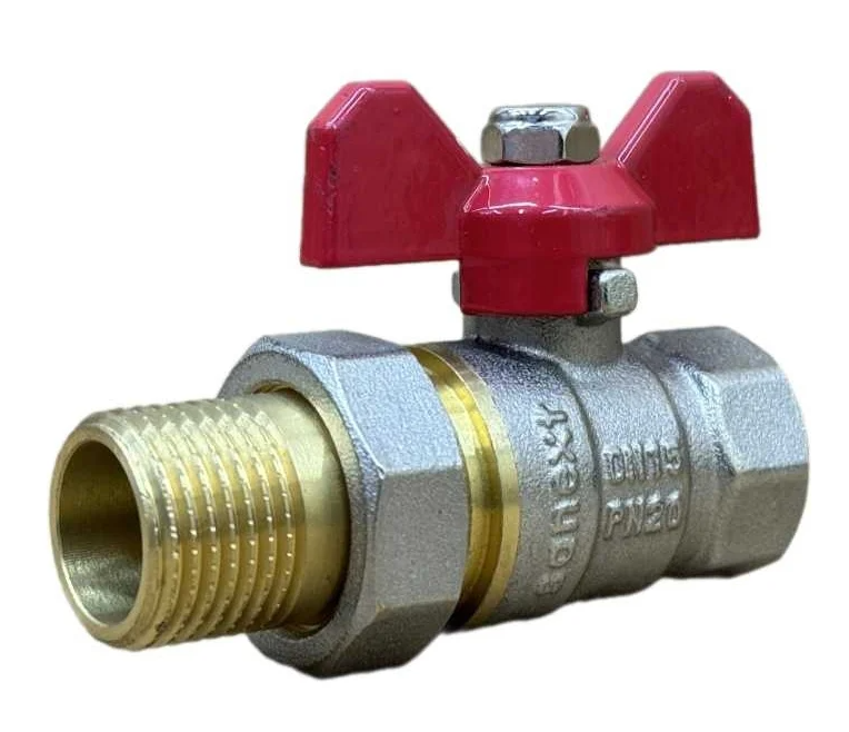 Шаровой кран SANEXT Ду 15, НР-ВР 1/2" со сгоном (Американка) бабочка