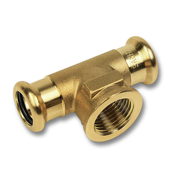 Тройник Sanha 8000  22-1/2"-22 пресс-резьба внутренняя бронза