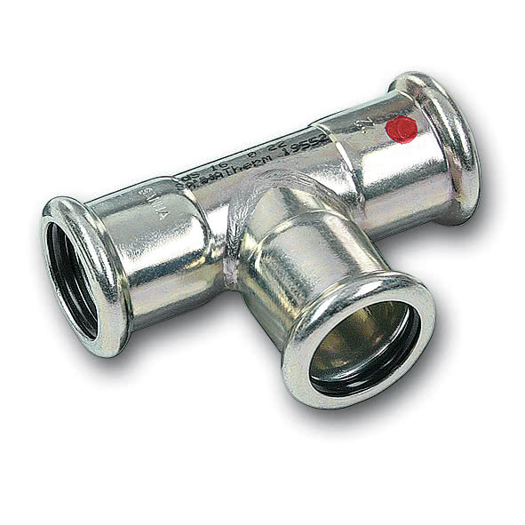 Тройник Sanha 24000 DN22-15-22 пресс-пресс сталь оцинкованная