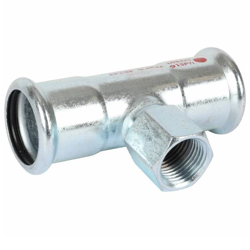 Тройник Sanha 24000 DN42-1/2"-42 пресс-резьба внутренняя сталь оцинкованная