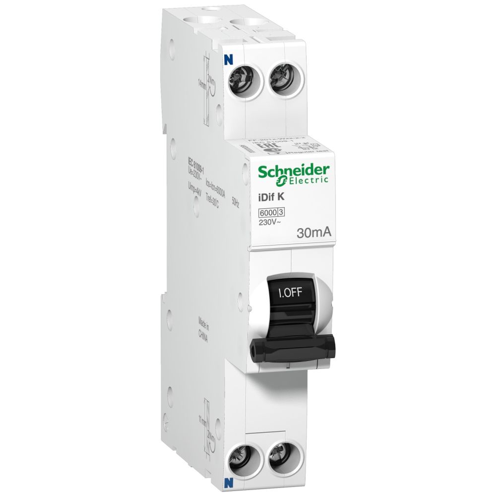 Дифференциальный автомат Schneider Electric iDPN N Vigi+ 1P+N 6A 30mA 6kA тип A купить с доставкой по РФ