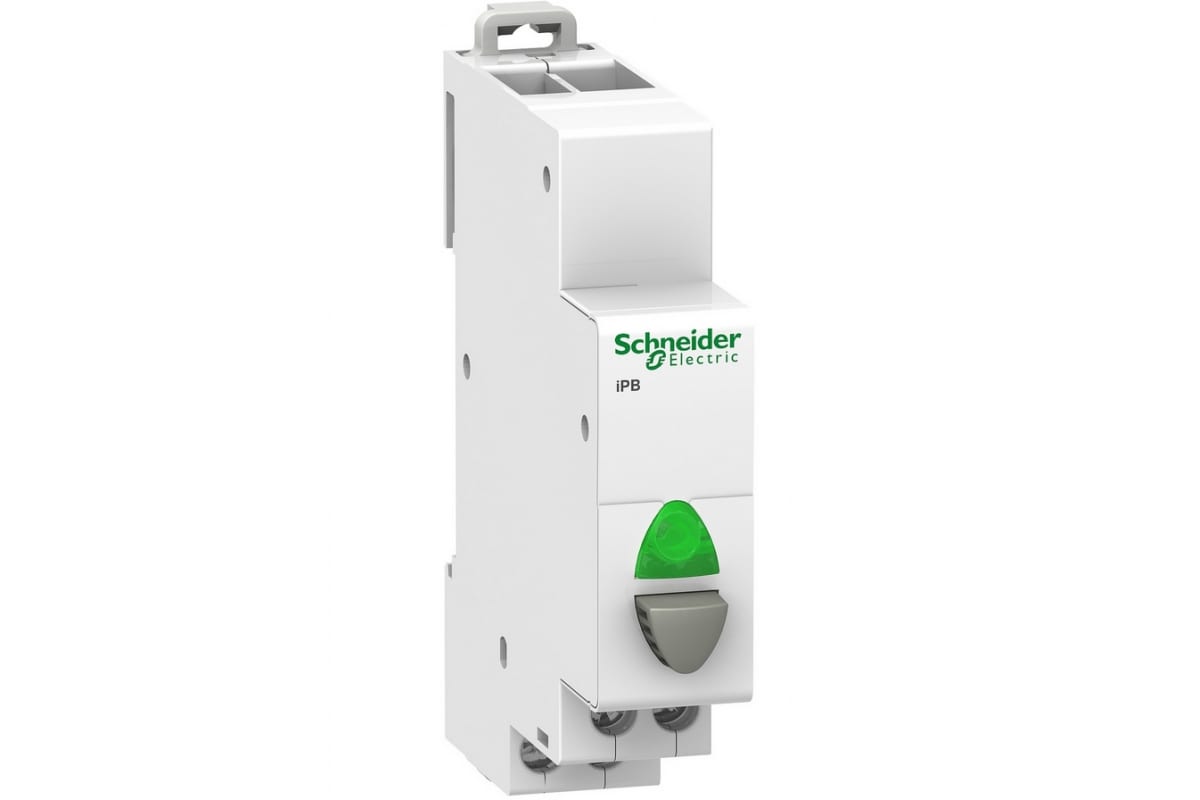 Кнопка управления Schneider Electric iPB 1НО серый+зеленый индикатор A9E18036