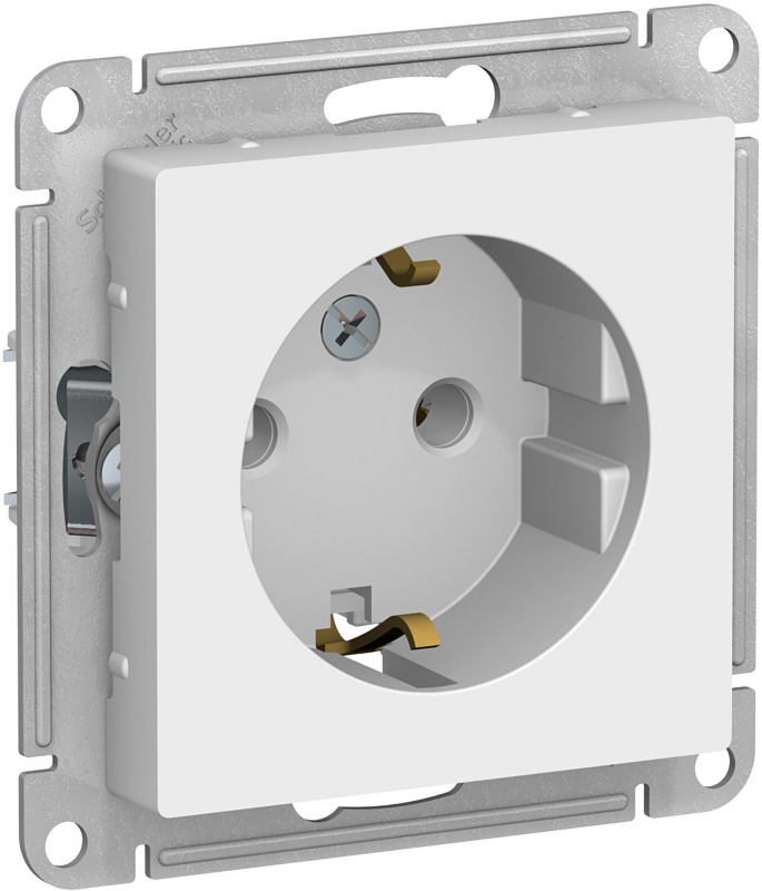 Розетка стандартная Schneider Electric AtlasDesign, с заземлением, белый