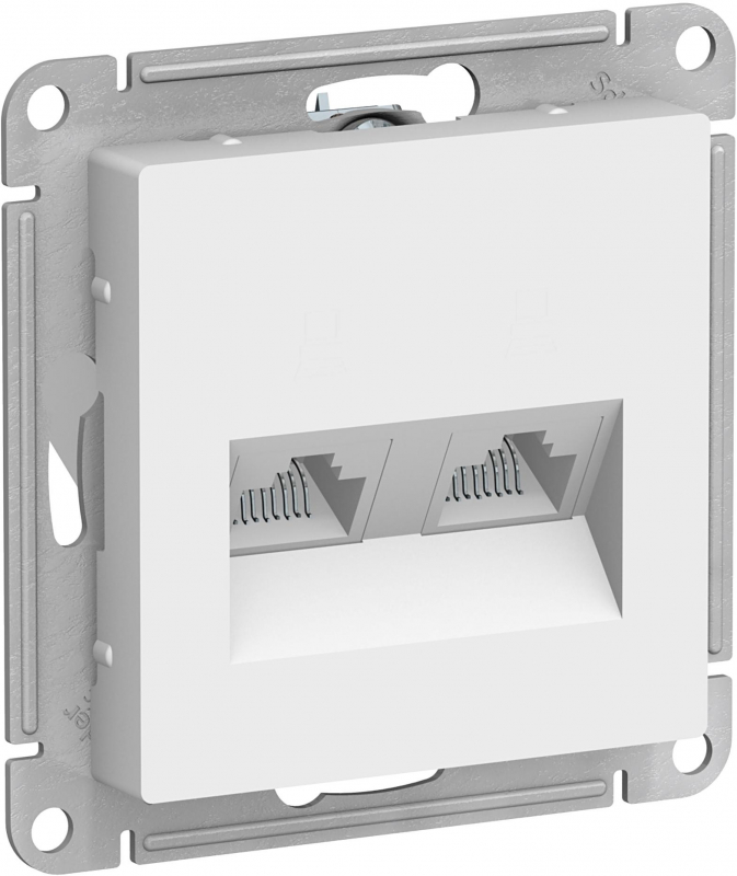 Розетка компьютерная двойная Schneider Electric AtlasDesign, RJ45, категория 5E, белый