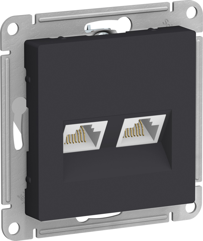 Розетка компьютерная двойная Schneider Electric AtlasDesign RJ45, категория 5E, карбон