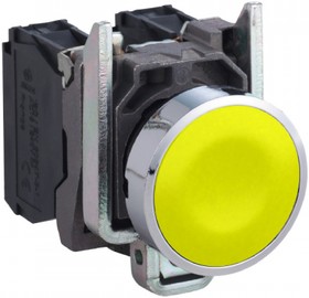 Желтая кнопка Schneider Electric с потайным толкателем 1но XB4BA51