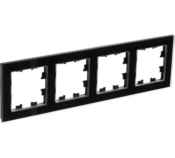 Рамка для розеток и выключателей 4 поста Atlasdesign Nature стекло черный ATN321004 Schneider Electric