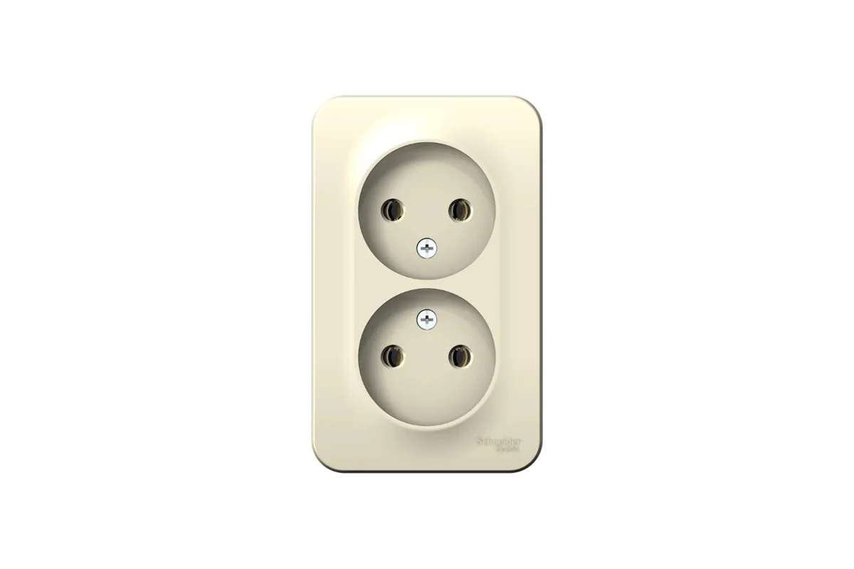 Розетка стандартная двойная Schneider Electric Blanca, без заземления и шторок, молочный