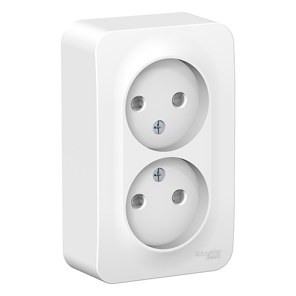 Розетка стандартная двойная Schneider Electric Blanca, без заземления и со шторками, белый