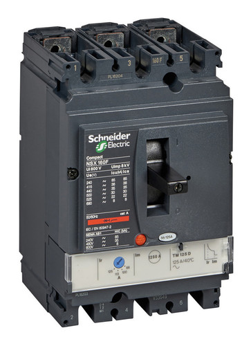 Выключатель автоматический Schneider Electric Compact NSX 160 3-полюсный 125А 25кА купить с доставкой по РФ