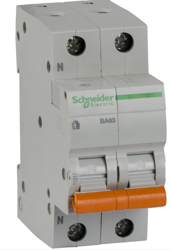 Выключатель автоматический Schneider Electric 2п (1P+N) C 40А 4.5кА BA63 Домовой SchE 11217
