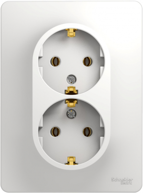Розетка стандартная двойная Schneider Electric Glossa, с заземлением, белый