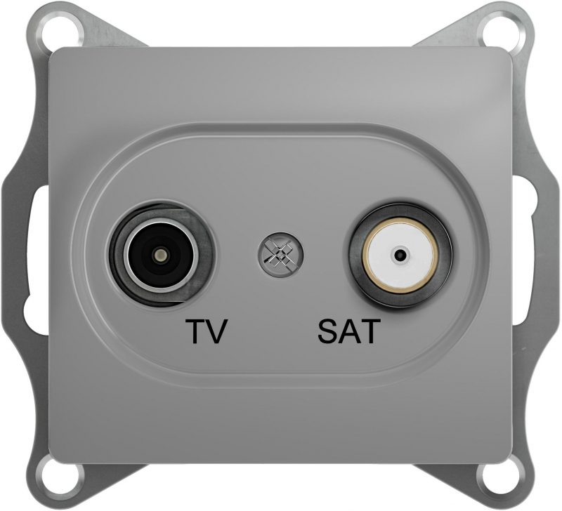 Розетка телевизионная Schneider Electric Glossa TV+SAT, проходная, 4дБ, алюминий