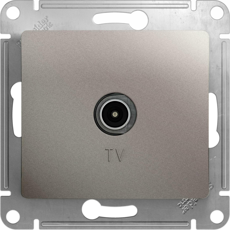 Розетка телевизионная Schneider Electric Glossa TV, оконечная, 1 дБ, платина