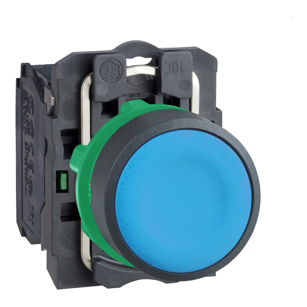 Кнопка Schneider Electric без фиксации 1НO без подсветки синяя XB5AA61