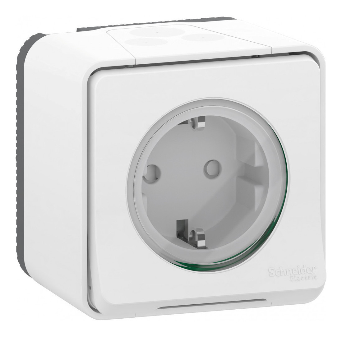 Розетка Schneider Electric Mureva Styl IP55 с заземлением со шторками белый