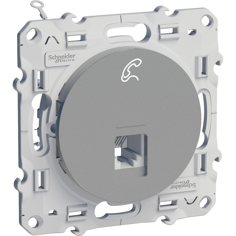 Розетка телефонная Schneider Electric ODACE RJ12 алюминий