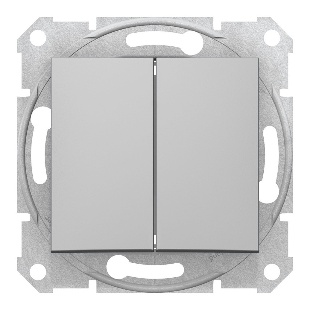 Переключатель Schneider Electric Sedna двухклавишный в рамку алюминий схема 6+6