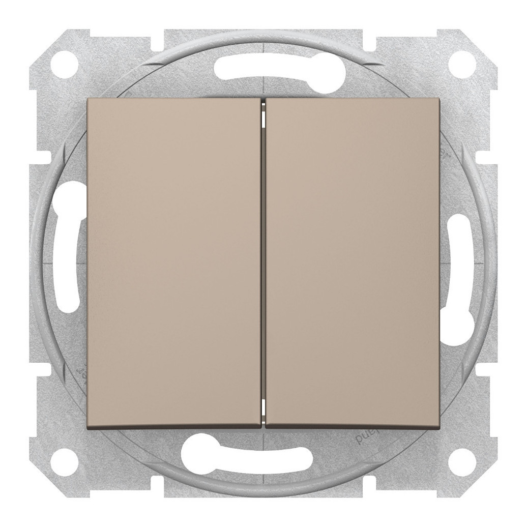 Переключатель Schneider Electric Sedna двухклавишный в рамку титан схема 6+6
