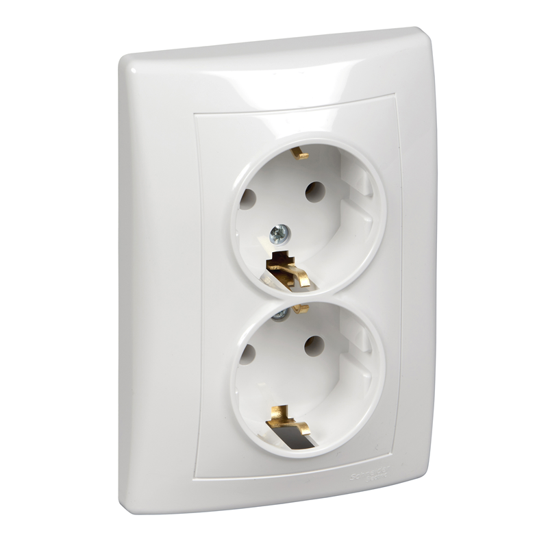 Розетка двойная Schneider Electric Sedna с заземлением белый