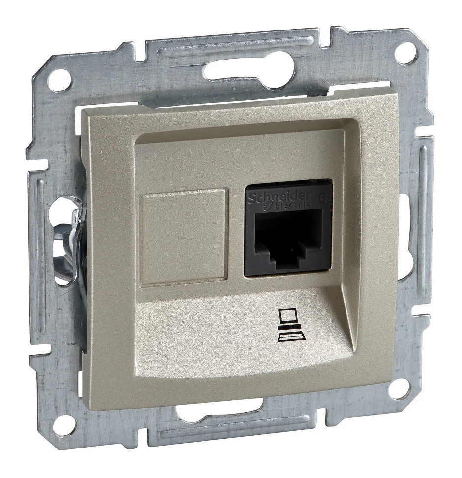 Розетка компьютерная Schneider Electric Sedna RJ45 кат.5е в рамку титан