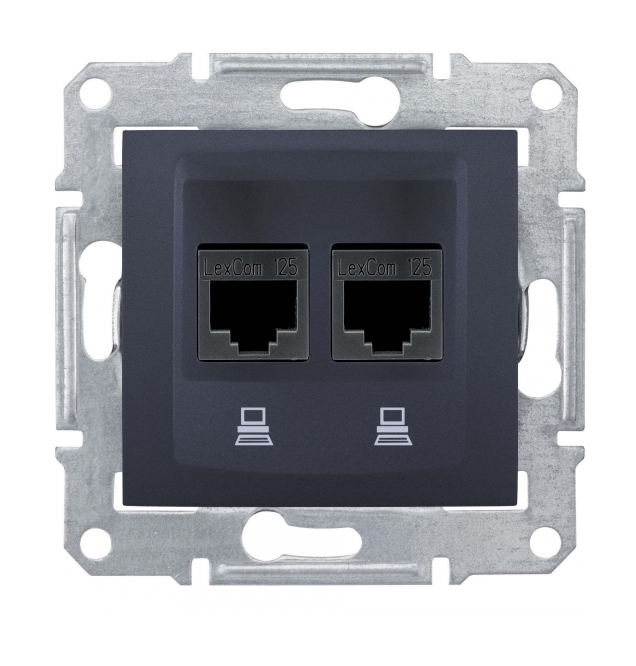 Розетка двойная компьютерная Schneider Electric Sedna графит кат.5е