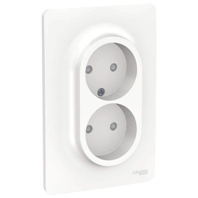 Розетка двойная Schneider Electric UNICA NEW 16А IP21 без заземления белый