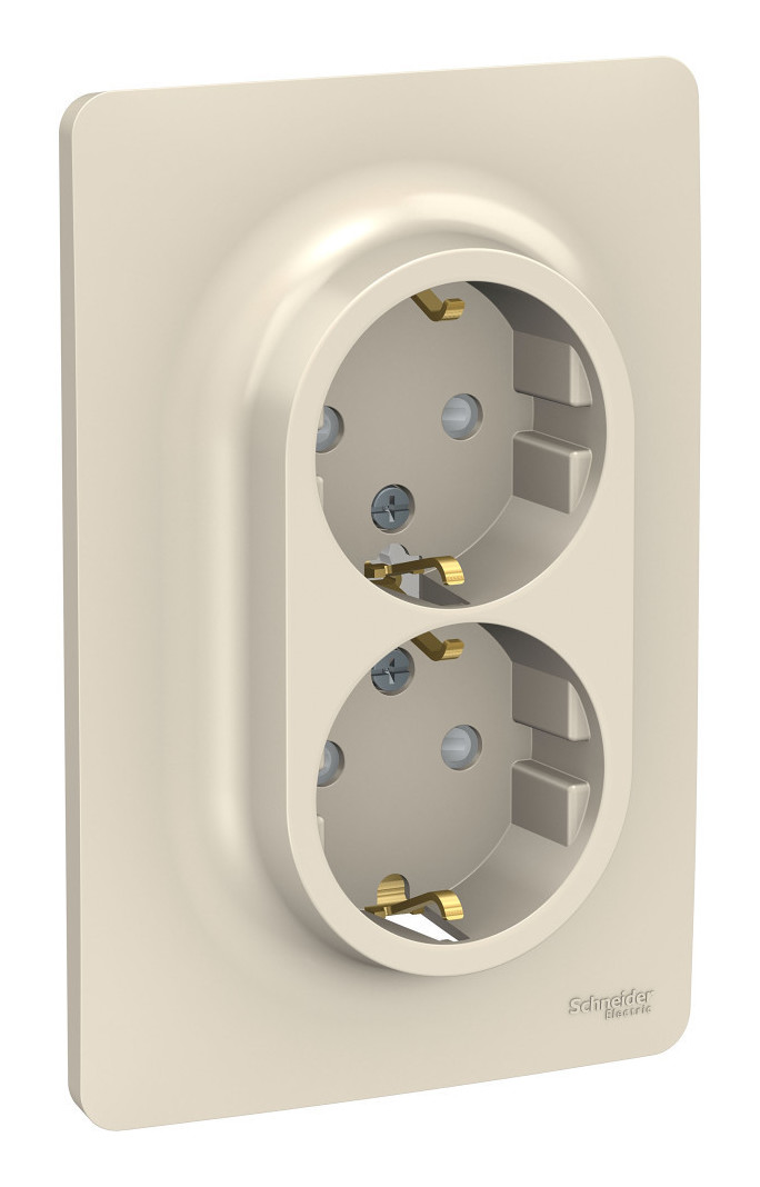 Розетка двойная Schneider Electric UNICA NEW 16А IP21 бежевый