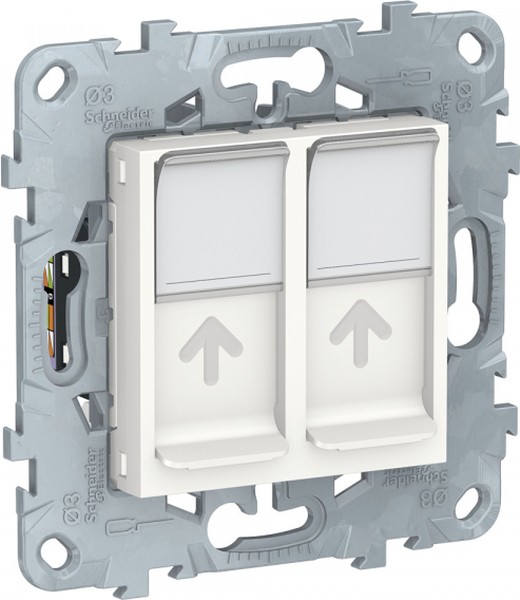 Розетка компьютерная двойная Schneider Electric Unica New, категория 6 UTP, белый