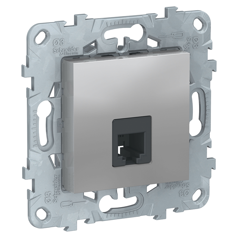 Розетка телефонная Schneider Electric UNICA NEW RJ11 одиночная алюминий