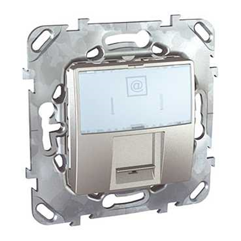Розетка компьютерная Schneider Electric UNICA Top 1хRJ45 кат.5е в рамку алюминий купить с доставкой по РФ