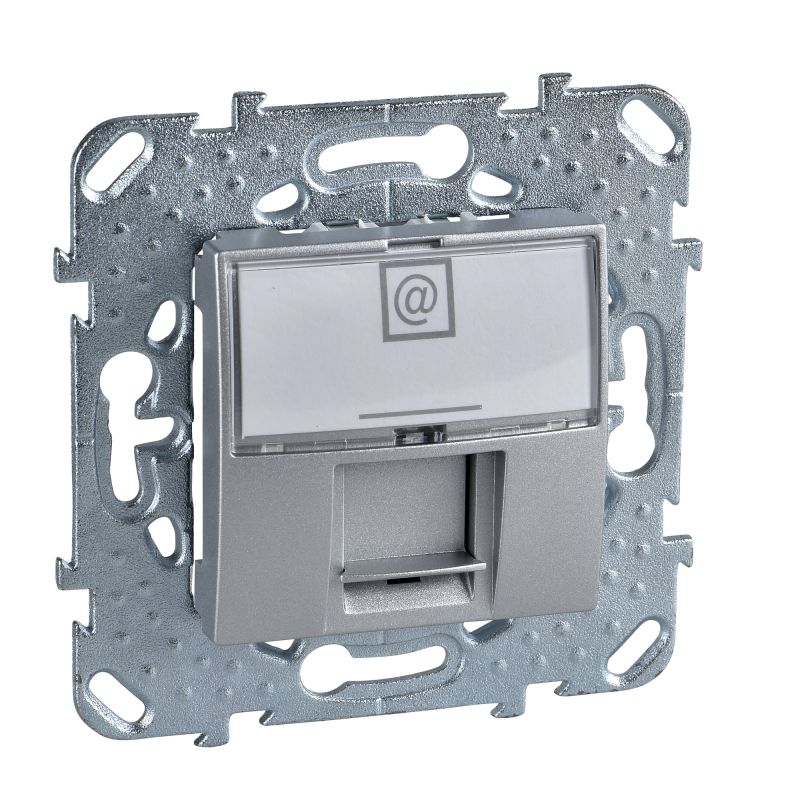 Розетка компьютерная Schneider Electric Unica Top RJ45, категория 6, алюминий