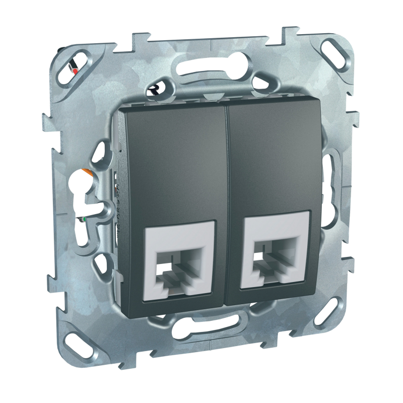 Розетка телефонная двойная Schneider Electric Unica Top RJ11, 4 контакта, графит