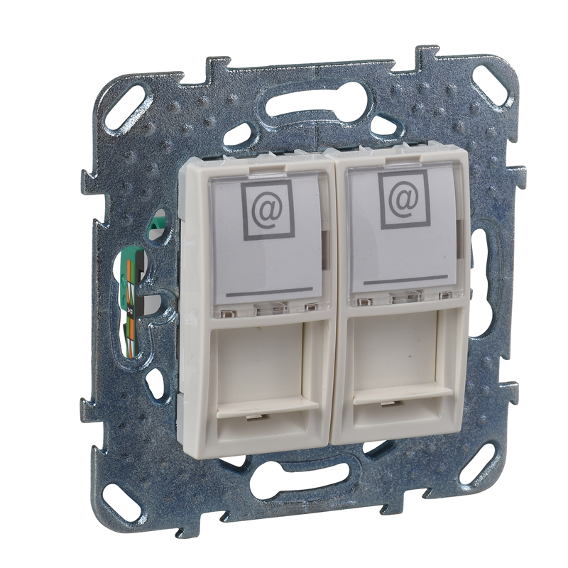 Розетка компьютерная Schneider Electric UNICA 2хRJ45 кат.5е в рамку бежевый