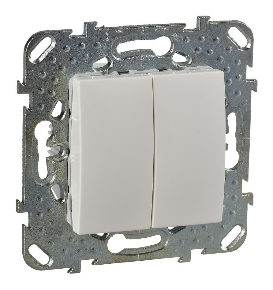 Переключатель Schneider Electric UNICA двухклавишный в рамку бежевый сх.6+6