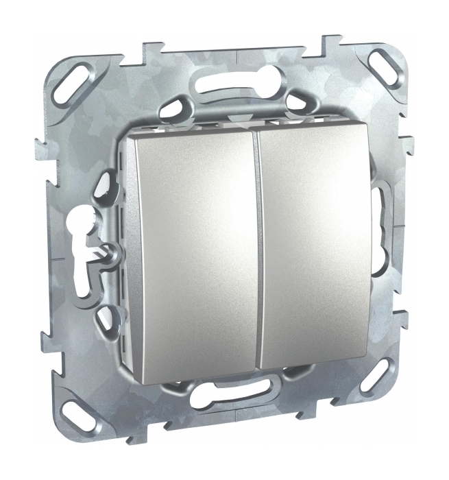 Переключатель Schneider Electric UNICAtop двухклавишный в рамку алюминий
