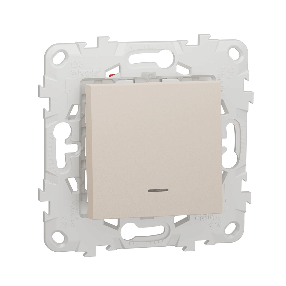 Переключатель Schneider Electric UNICA NEW одноклавишный перекрестный с подсветкой схема 7а бежевый