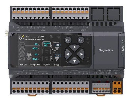 Контроллер Segnetics + HMI 24В 8DI 8AI 5RO 1DO 4AO