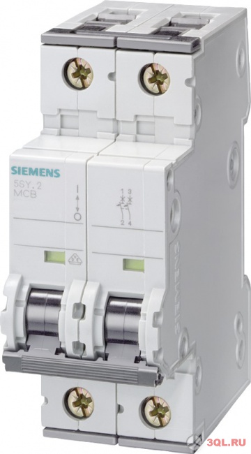 Выключатель автоматический Siemens двухполюсный 1А С 400В АС/220В DС 10кА
