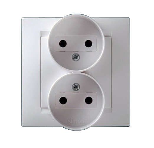 Розетка Simon 2-м СП Simon15 16А IP20 250В без заземл. винт. клеммы бел.