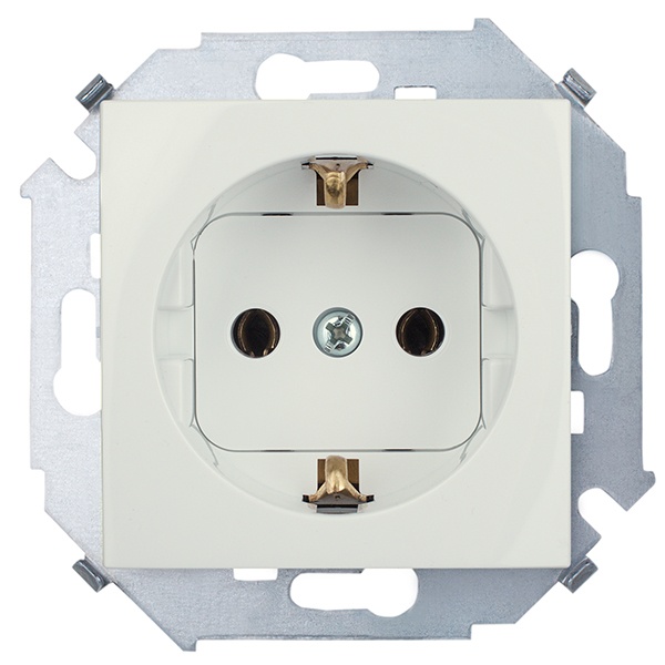 Розетка Simon 1-м СП Simon15 16А IP20 250В с заземл. винт. клеммы сл. кость