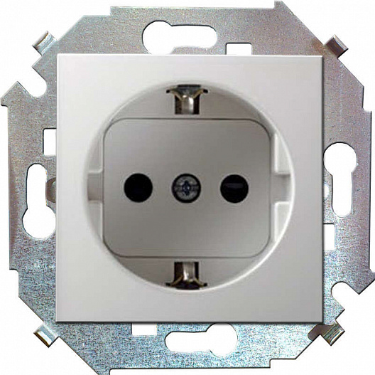 Розетка Simon 1-м СП Simon15 16А IP20 250В с заземл. винт. клеммы бел.