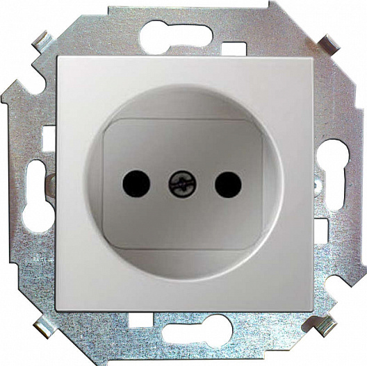 Розетка Simon 1-м СП Simon15 16А IP20 250В без заземл. защ. шторки винт. клеммы бел.