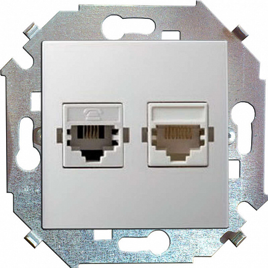 Розетка Simon комп. СП Simon15 2мод. RJ45 + RJ45 бел.