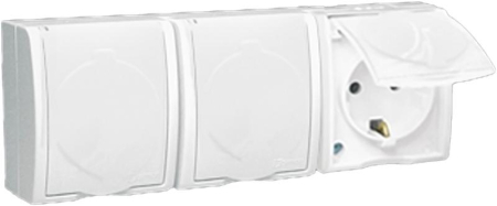 Розетка Simon 3-м ОП Simon15 16А IP54 250В с заземл. с крышкой винт. клеммы