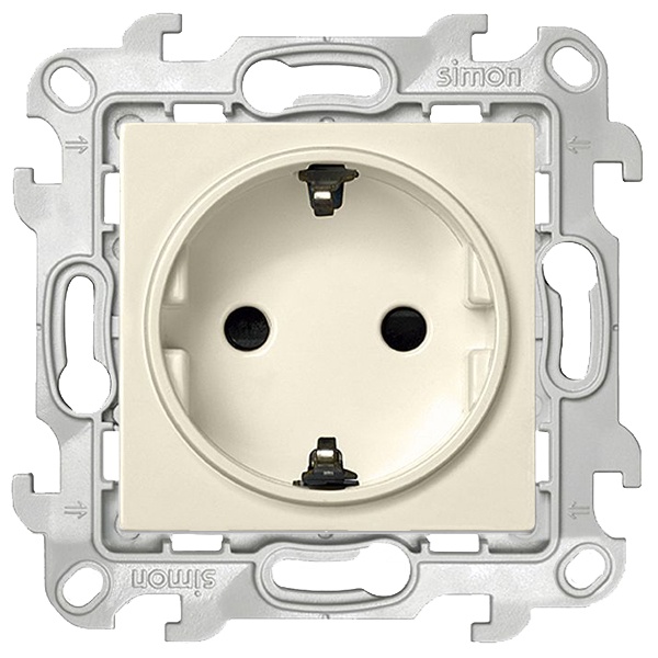 Розетка Simon 1-м СП Simon24 Push&Go 16А IP20 2P+E защ. шторки механизм сл. кость