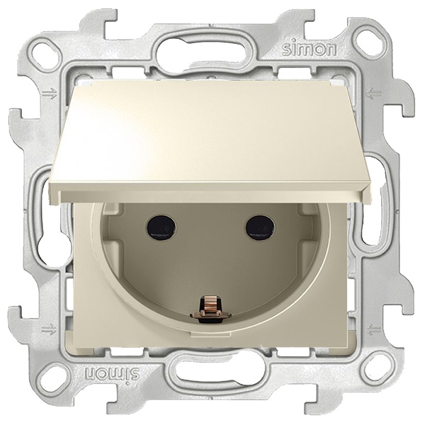Розетка Simon 1-м СП Simon24 Push&Go 16А IP44 2P+E механизм сл. кость