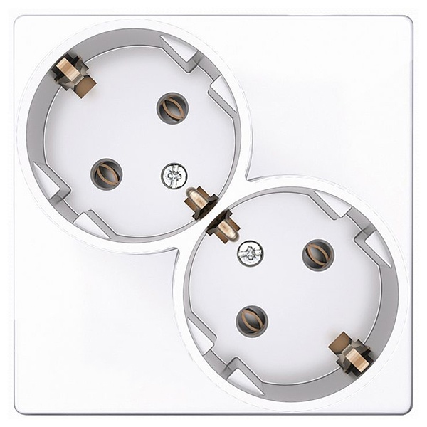 Розетка Simon 2-м СП Simon24 16А IP20 2х2P+E Schuko без защ. шторок механизм бел.